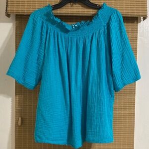 Off-the-Shoulder Smocked Blouse